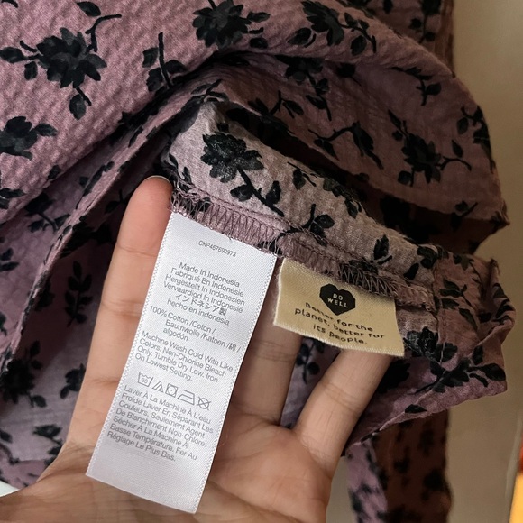 Madewell Seersucker Square-Neck Floral Blouse Long Sleeve Crop - M - Picture 10 of 10